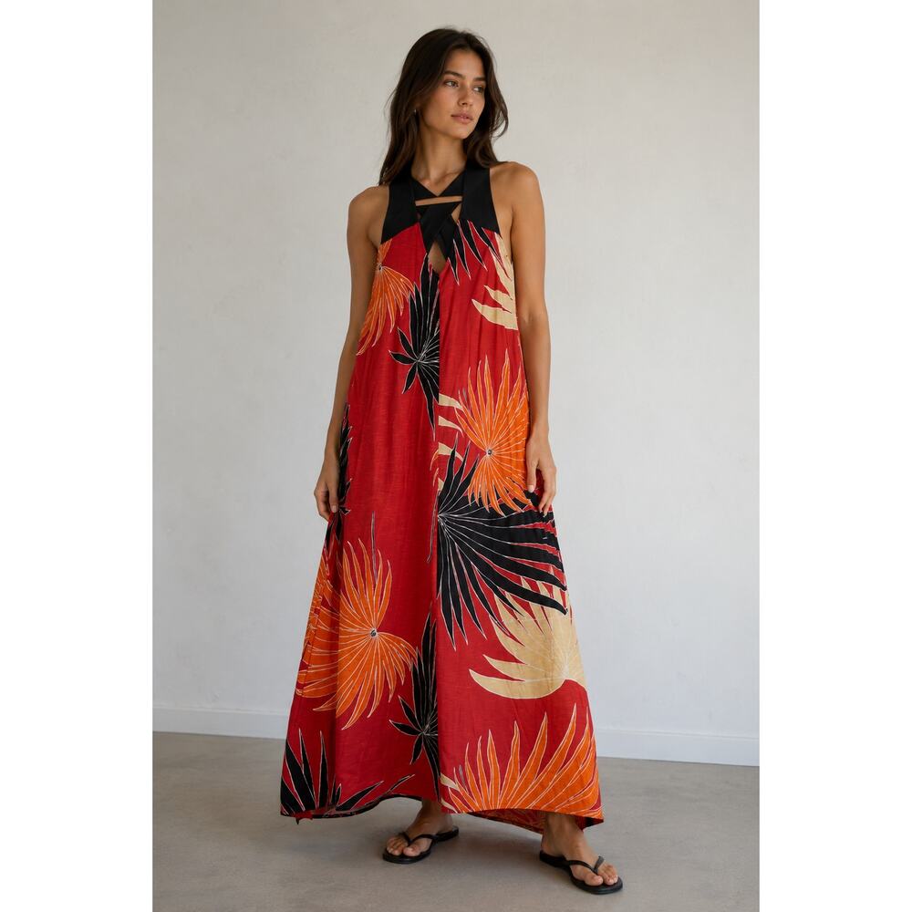 NEW Rachel Roy Maxi Dress Womens Small Beachy Boho Burnt Orange Resortwear